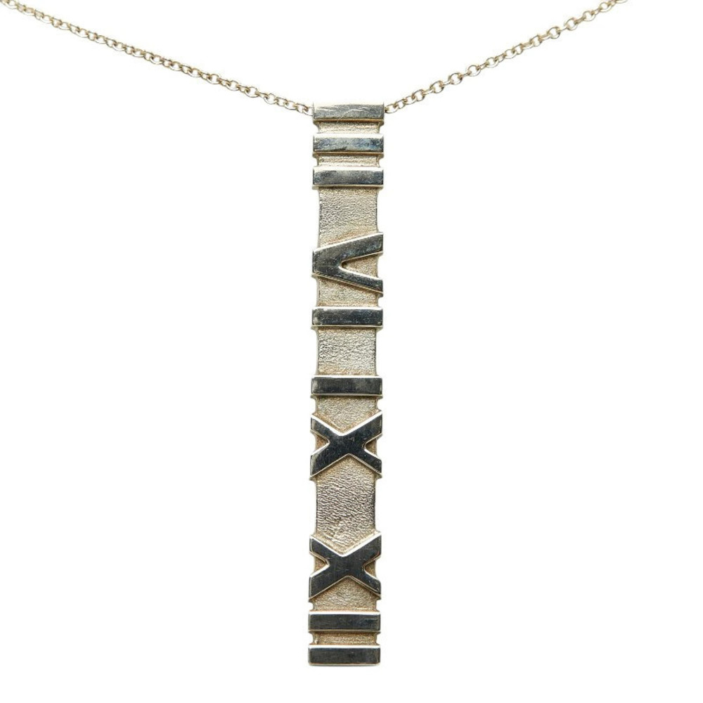Tiffany Co Atlas Plate Chain Pendant Necklace Sterling Silver